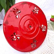 Table condiment server red metal turntable 6 vintage pieces
