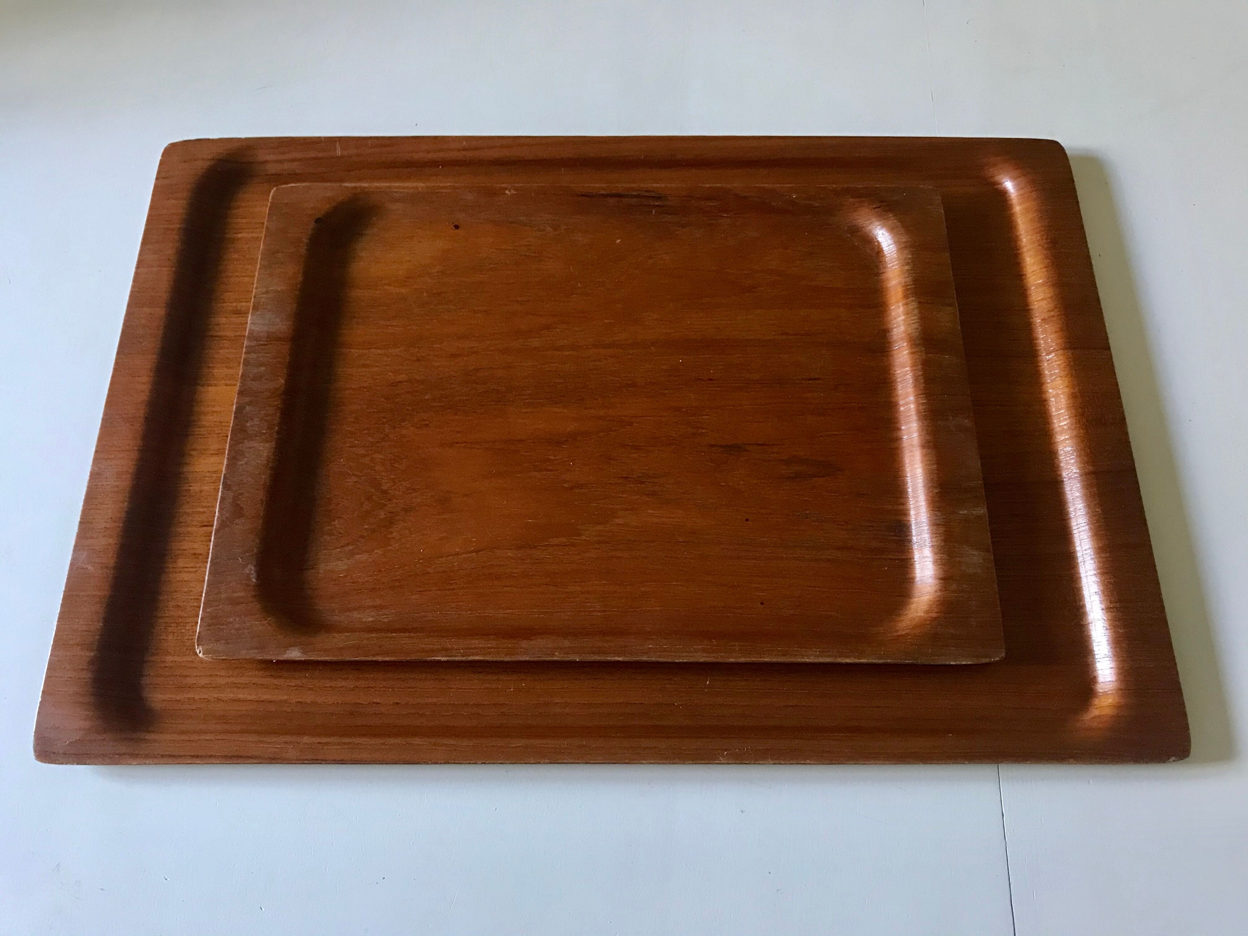 Pair of teak trays