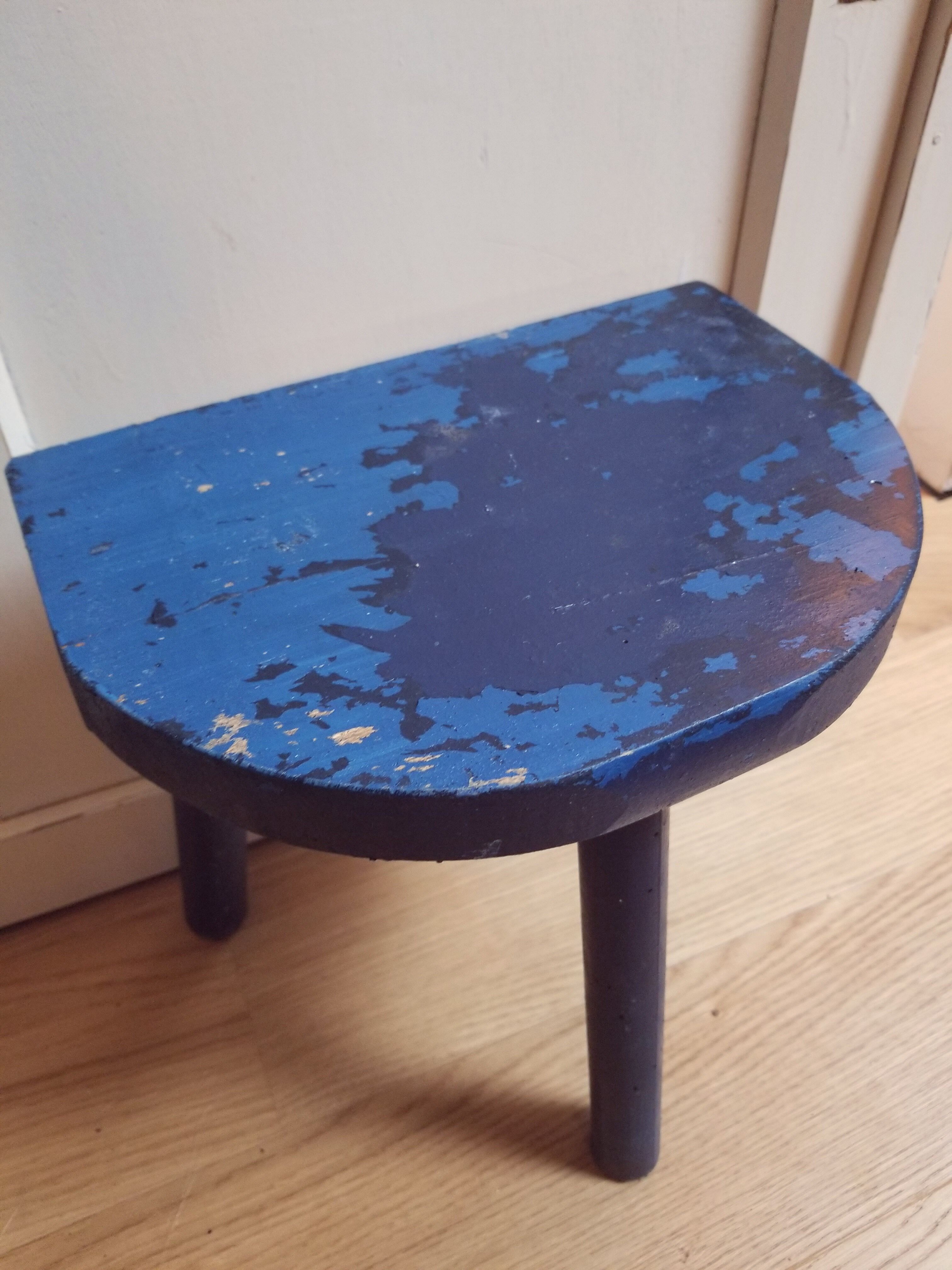 Blue milking stools