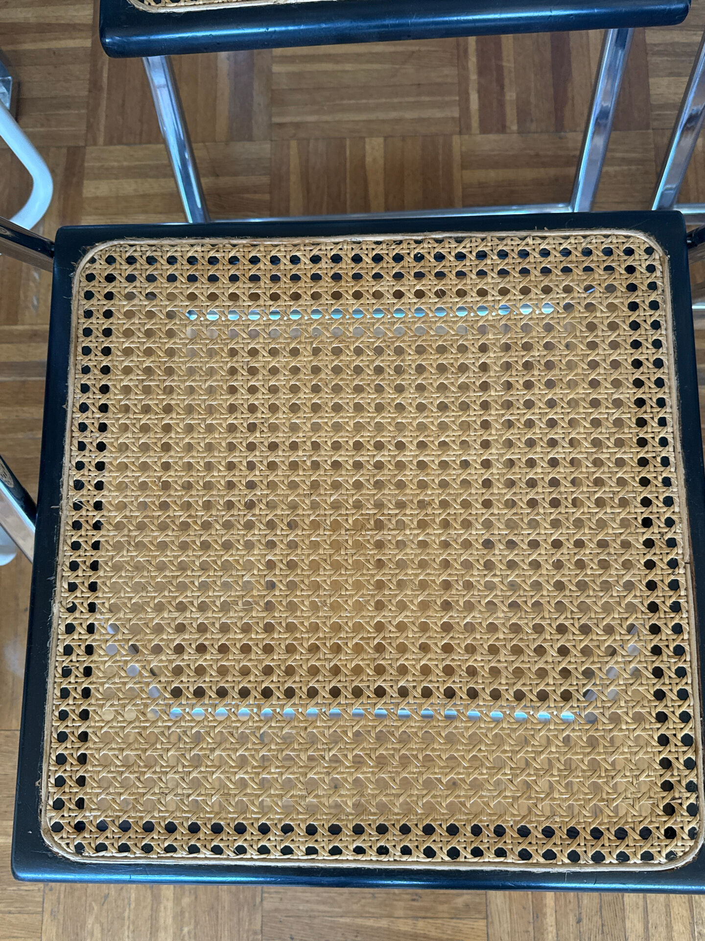 Set of 4 Italian folding chairs with caning.