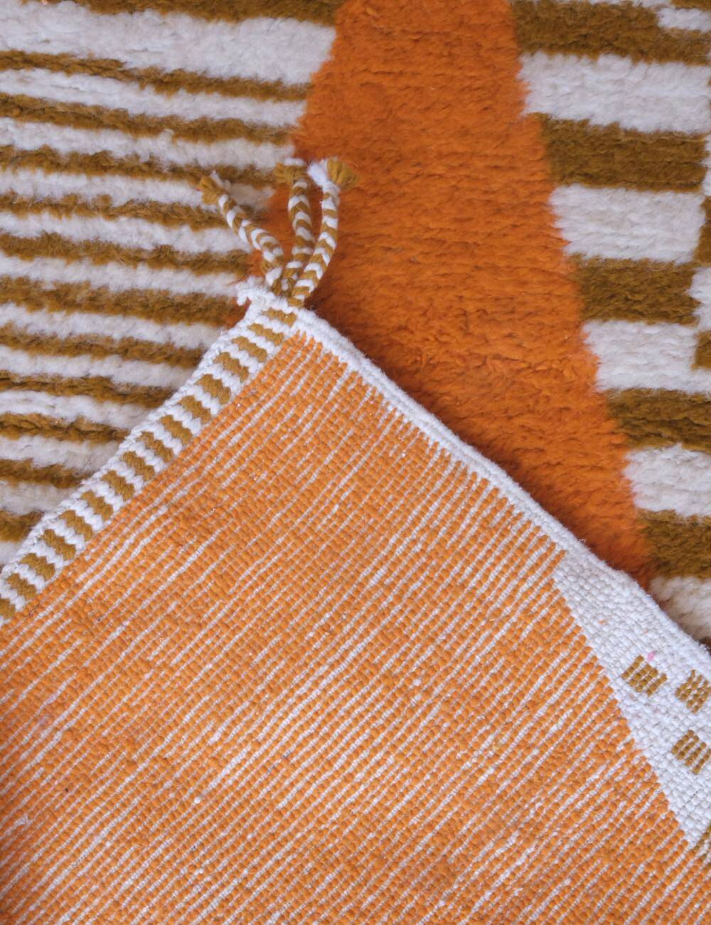 Contemporary Orange Runner Rug - 351 x 97 cm