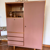 Wardrobe & chest of drawers old pink and wood