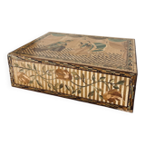 Jewellery box, secrets, straw marquetry and oriental patterns.
