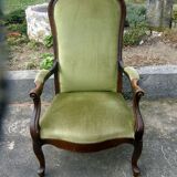 Armchair Voltaire velvet fabrics and wood massf