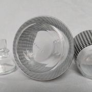 Set of 2 black and white houndstooth glass carafes from the Arques crystal factory. Rare.