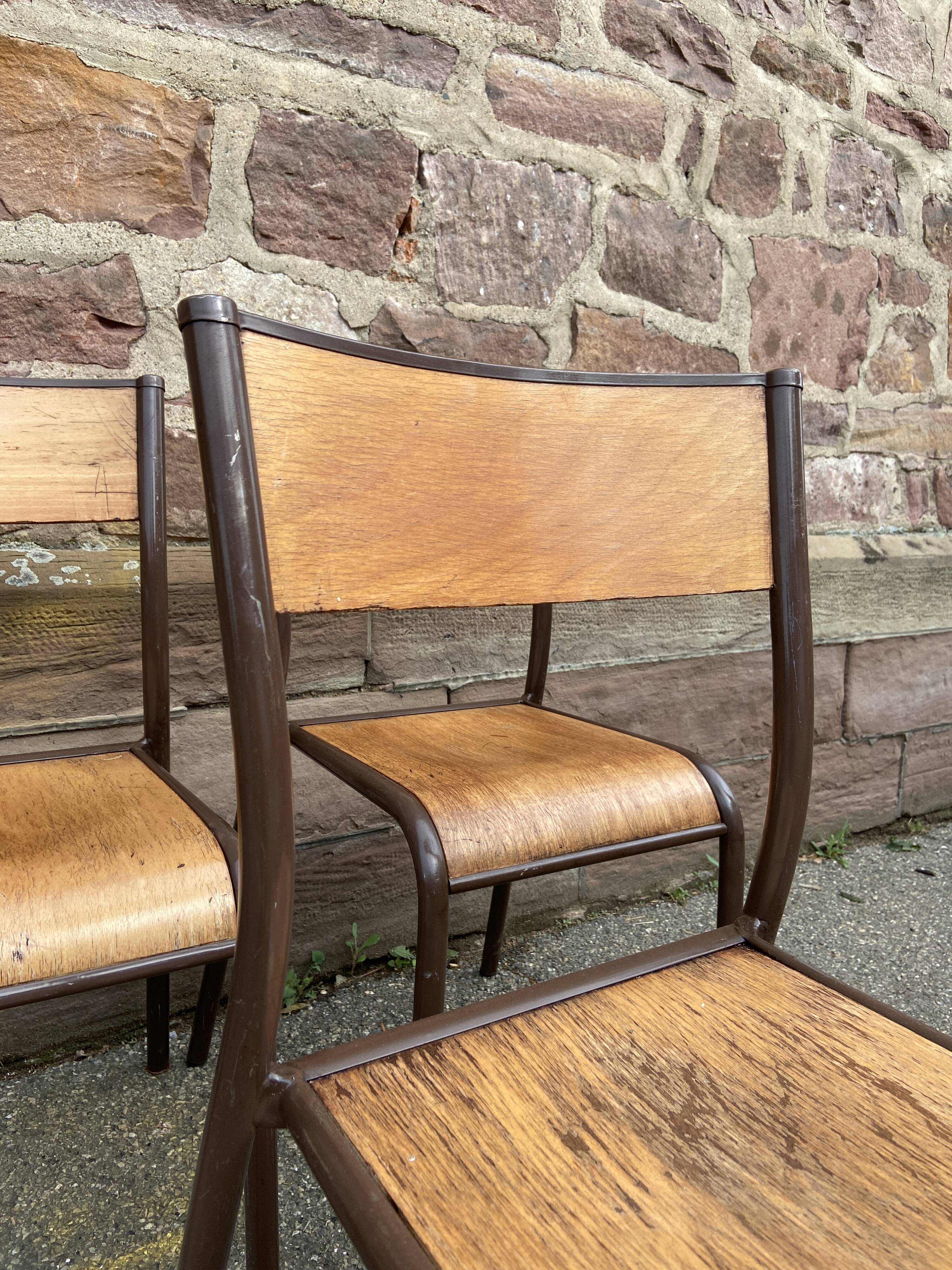 4 vintage school chairs