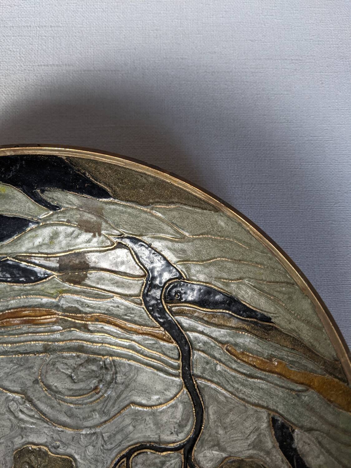 Vide poche laiton cloisonné décor peint à la main laiton émaillé