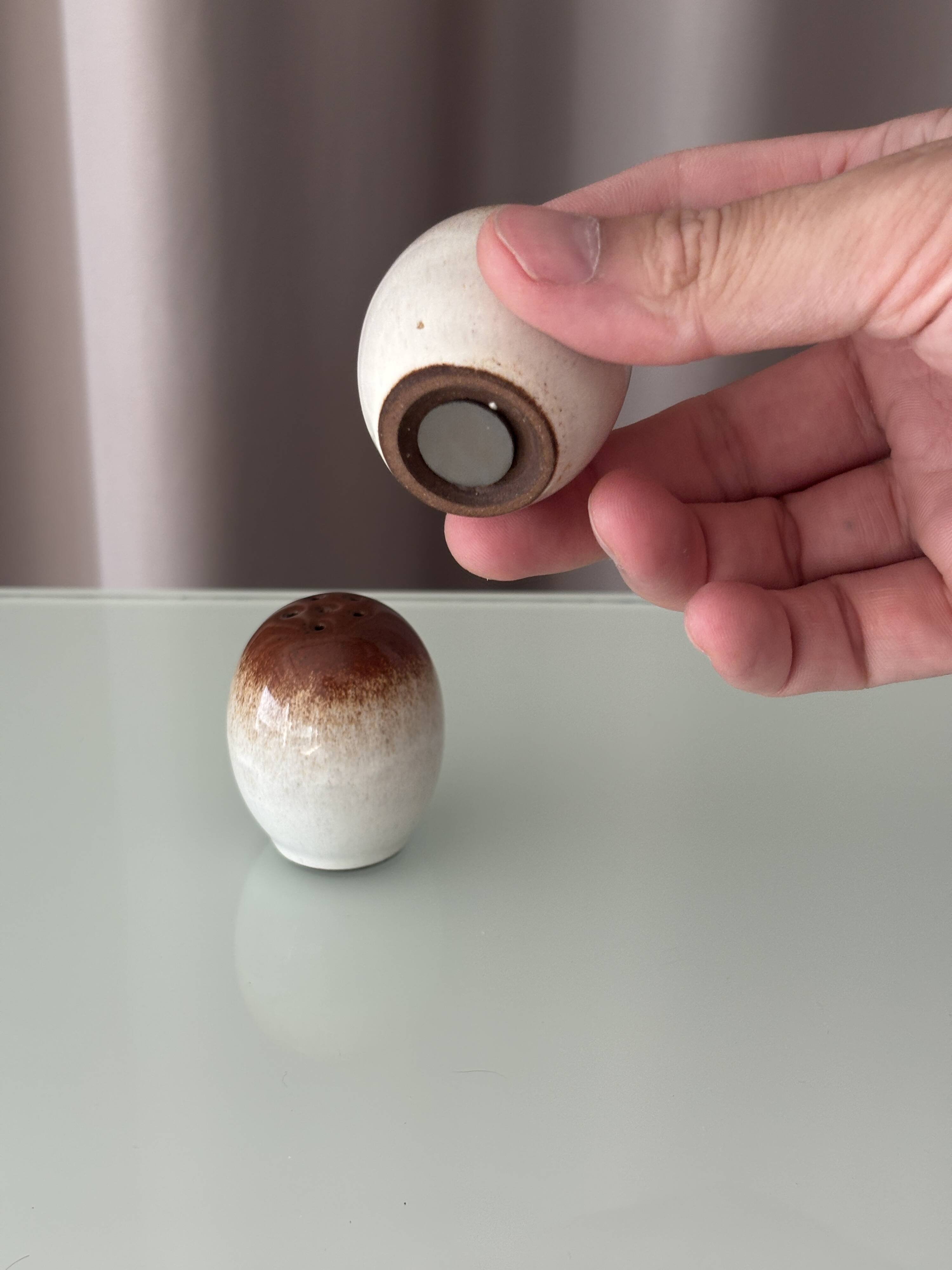 Vintage West German Steinzeug Salt & Pepper Shakers – Brown & Cream Stonewa