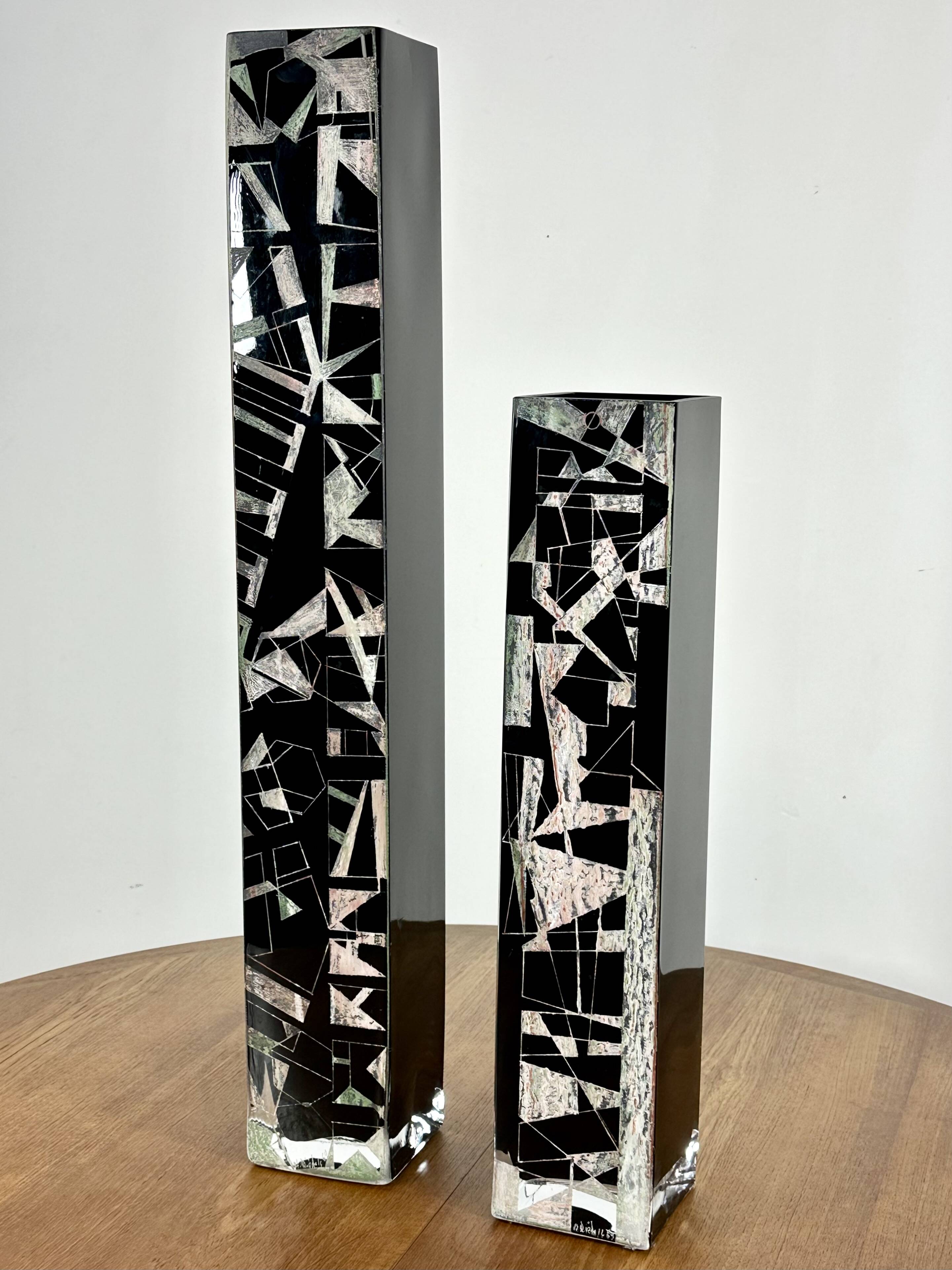 Pair of Cubist Vases by Anatole Riecke 1969