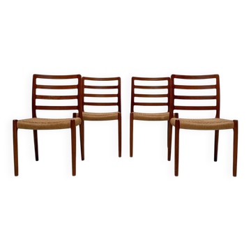 1970s set of 4 vintage Danish teak dining chairs no. 85 by Niels O. Møller