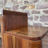 Mid-century art-deco library display case vintage 1950 burl walnut