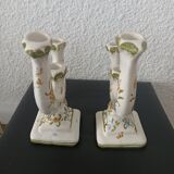Two large candlesticks décor Moustier