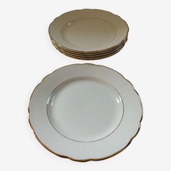 6 assiettes à dessert Villeroy & Boch Mettlach ivoire et or