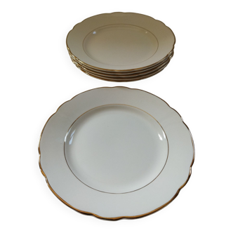 6 Villeroy & Boch Mettlach ivory and gold dessert plates