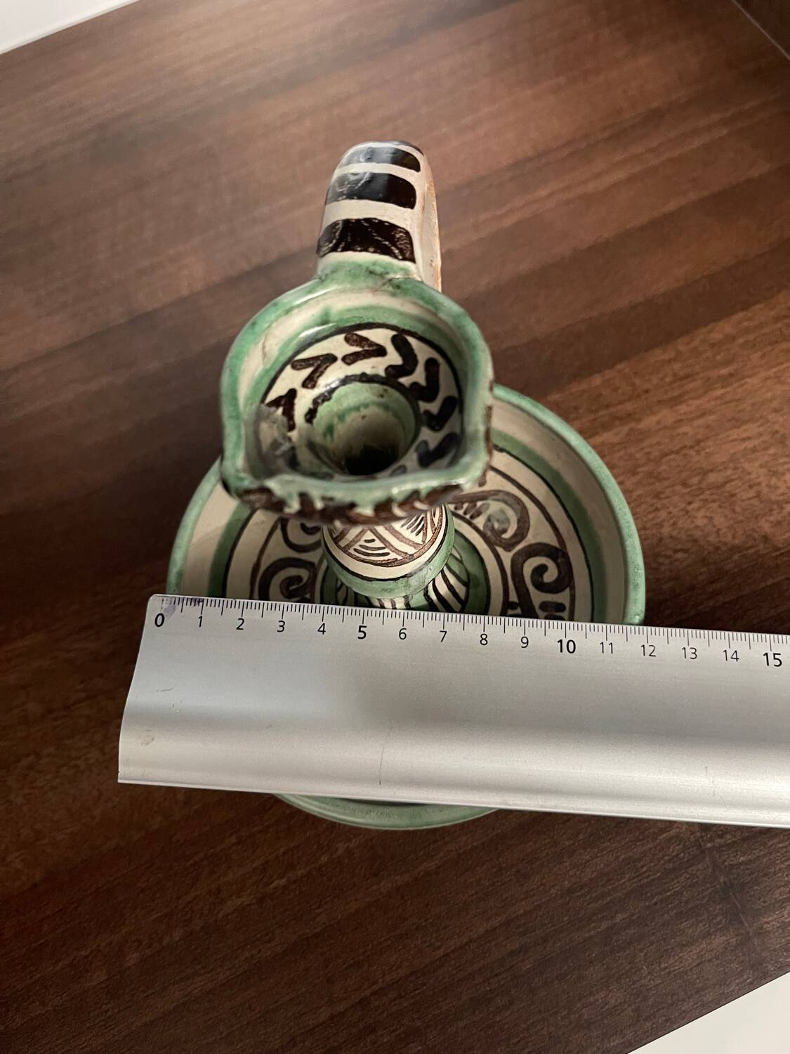 Hand candle holder "Rat de cave" in Safi ceramic, signed Punter