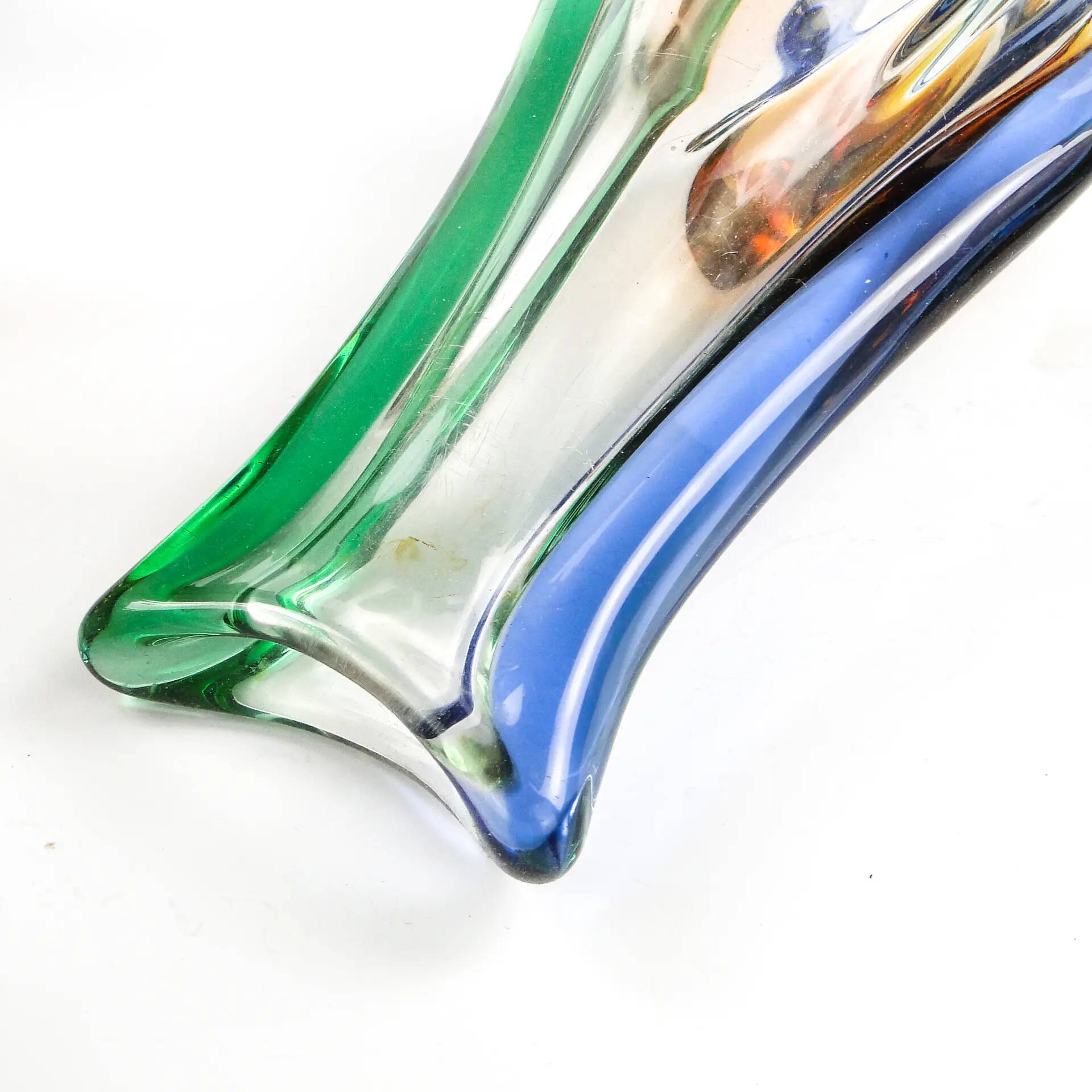 Mid-century modern vase, multicolour glass, designed by H. Mahanovska, Czechoslovakia, 1960s