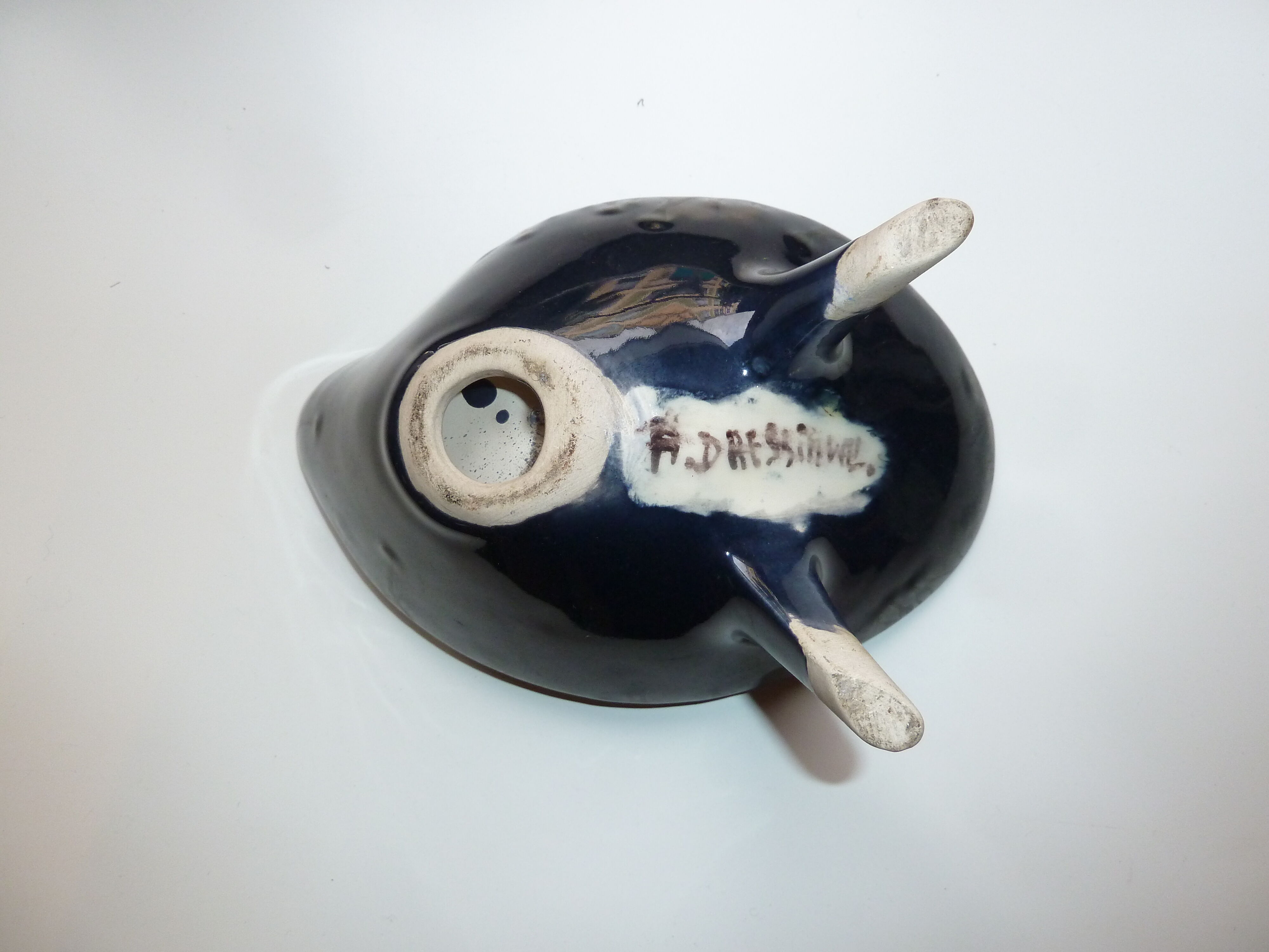 Former cup tripod signed A.Dressinval bright colors France