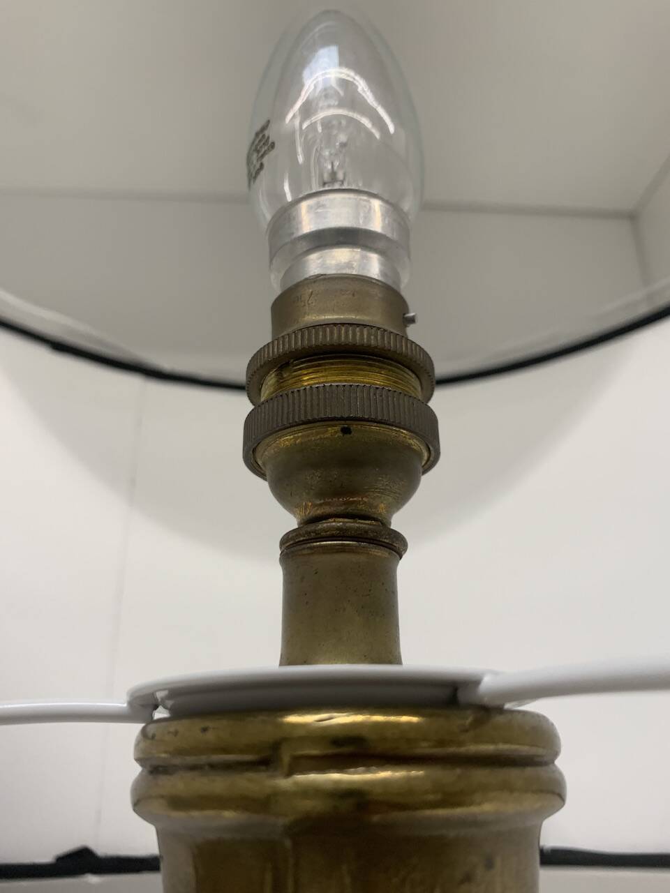 Vintage brass table lamp base in faux bamboo, 1970's