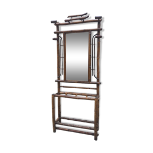 Vestiaire en bambou teinté - 1920 miroir