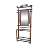 Vestiaire en bambou teinté avec miroir et porte-parapluies – 1920