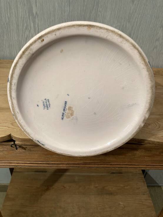 Antique water pitcher, English earthenware, Floral Furnivals England