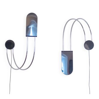 Pair of Design Wall Sconces "Gesto" , Bruno Gecchelin for Skipper, 1970s