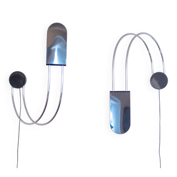 Pair of Design Wall Sconces "Gesto" , Bruno Gecchelin for Skipper, 1970s