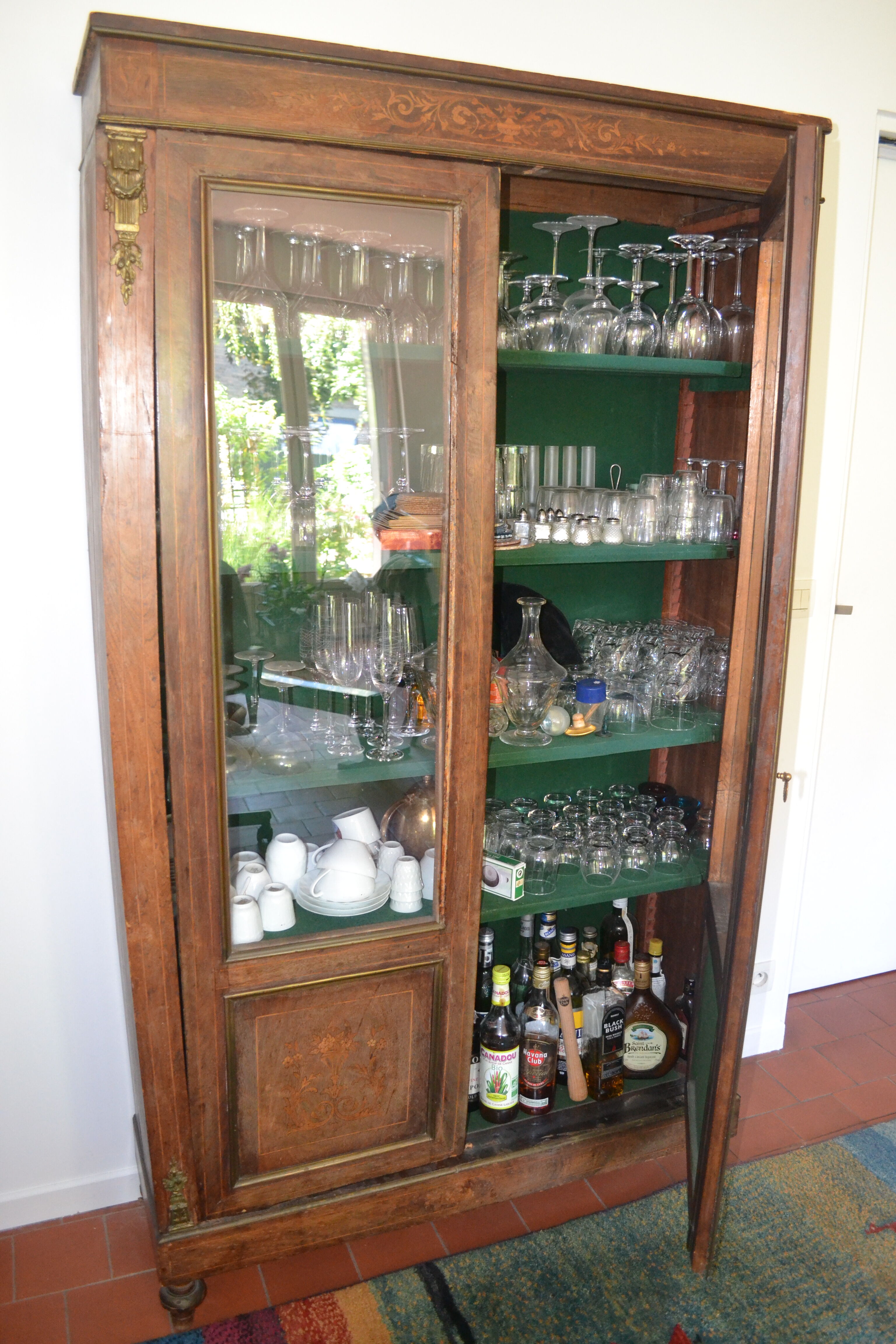 Second empire rosewood and marquetry showcase.