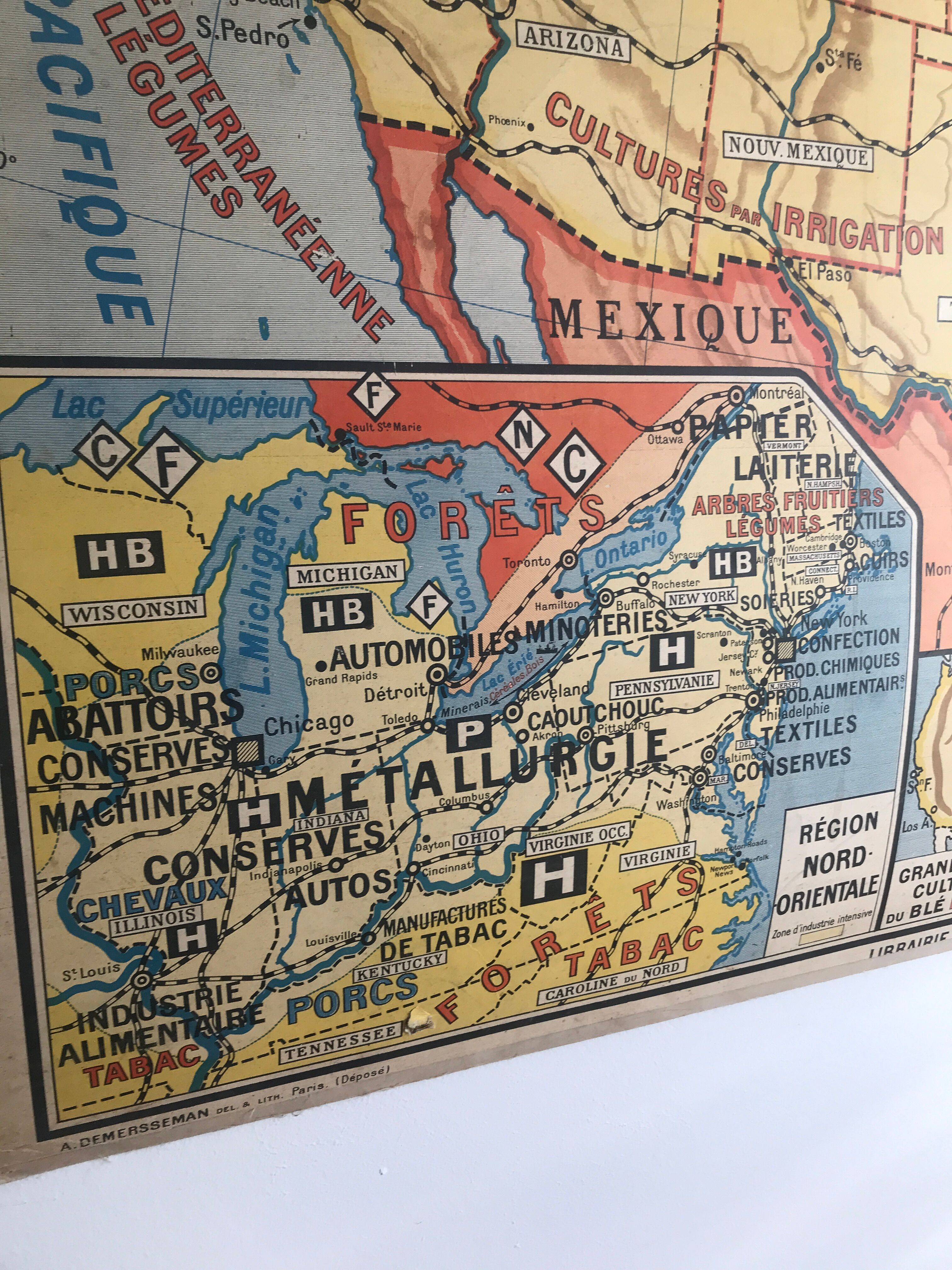 Vintage school map United States N°33 Editions Hatier by M.Peyre