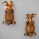 Pair of "pineapple" wall lights in rattan