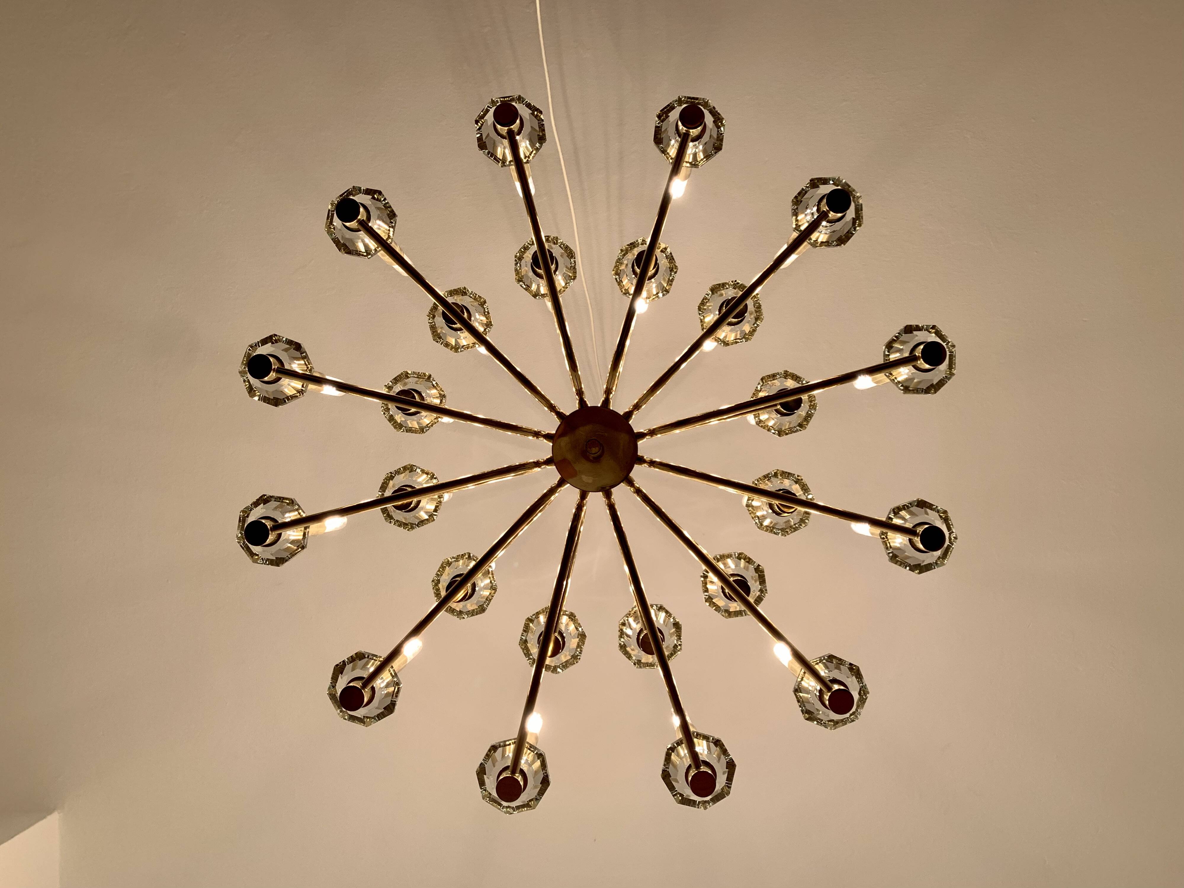 Brass Chandelier by Gaetano Sciolari