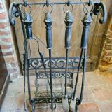 Fireplace, cast iron log holder