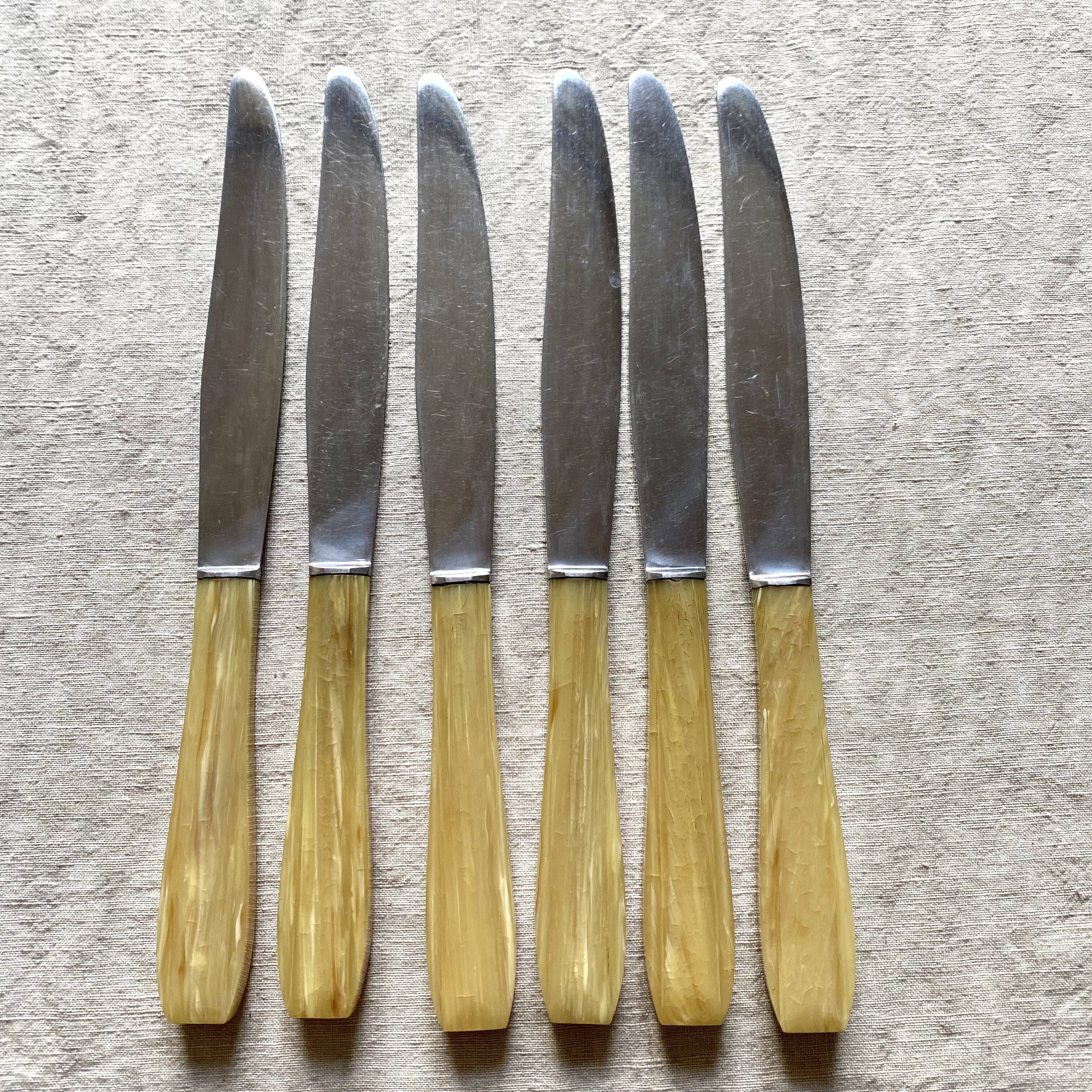 Couteaux en inox et résine vintage
