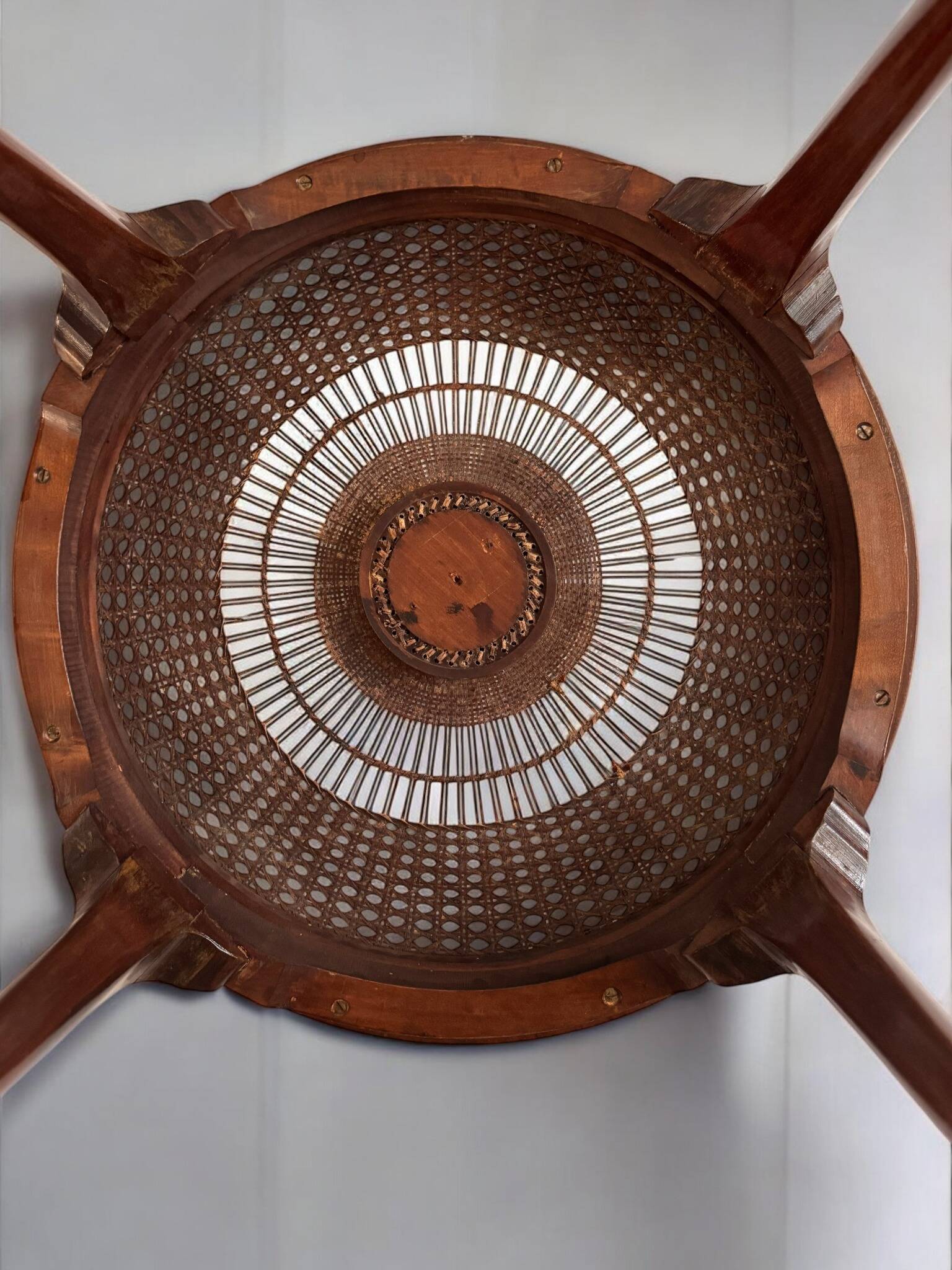 Table basse années 1940 cannage rotin colonial