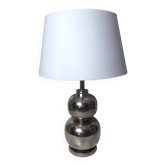 Lampe vintage Space Age pied boule métal chromé argenté abat-jour DRIMMER H