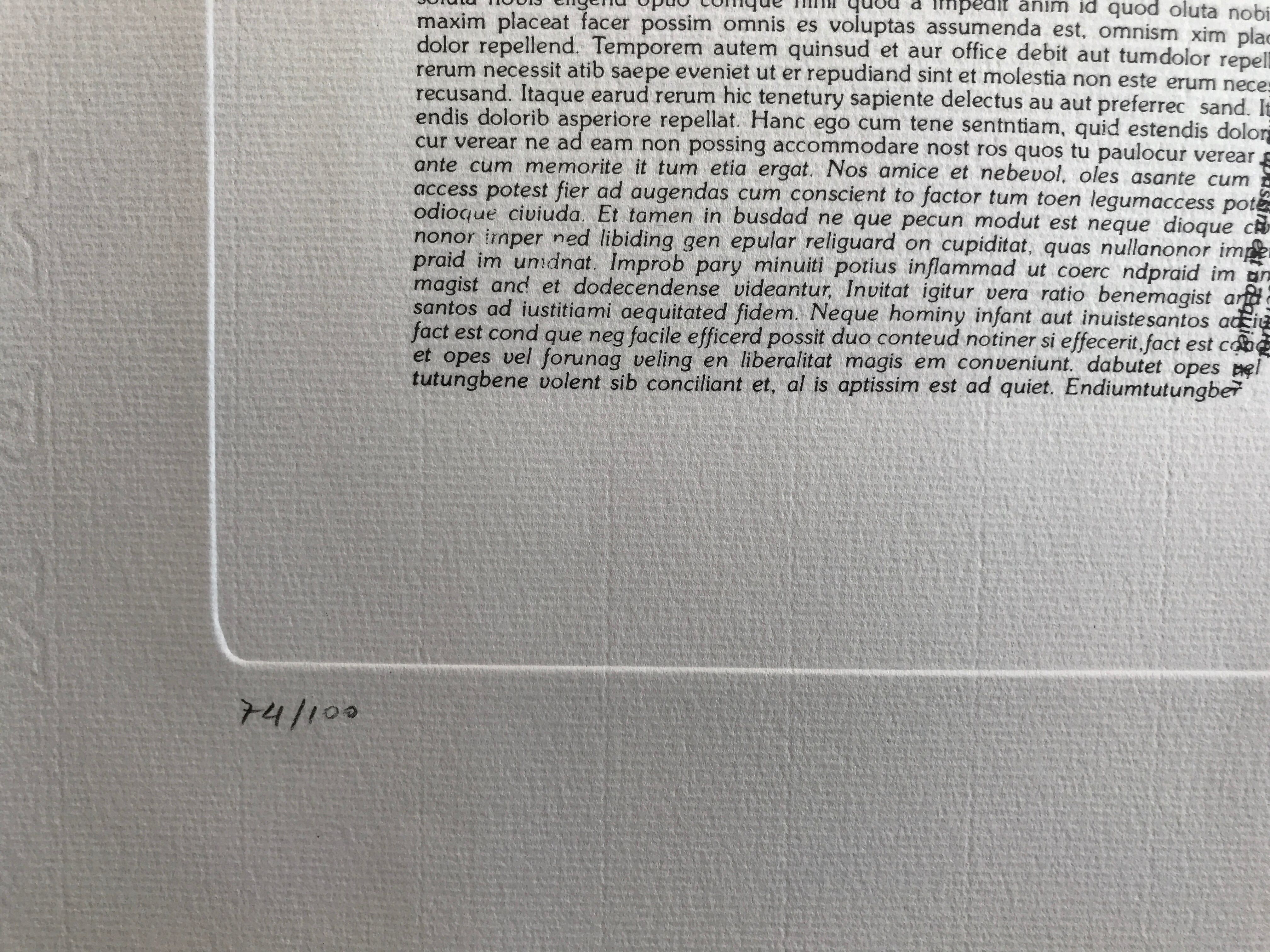 Original engraving signed and numbered by Manuel ALVESS (1939-2009) Lorem ipsum dolor, 1971