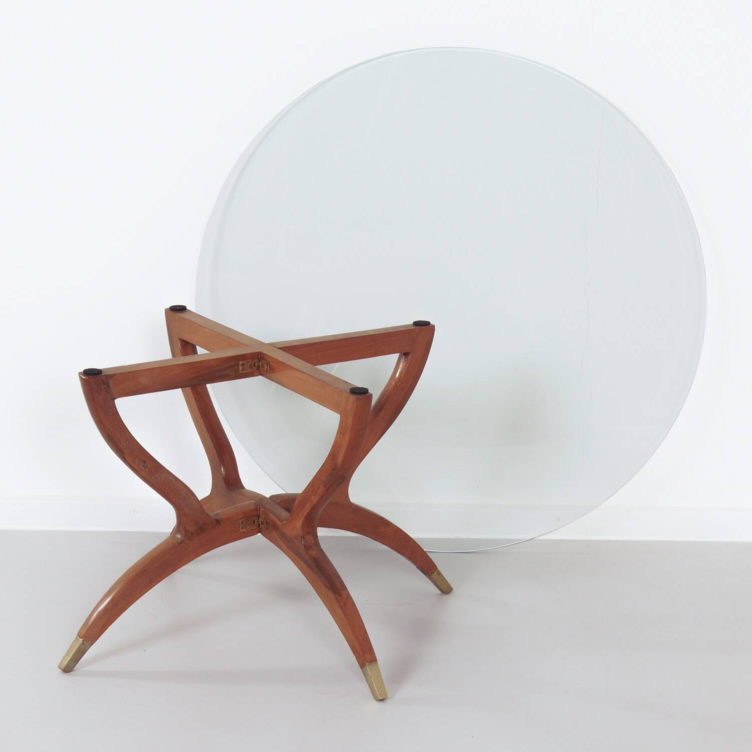 Italian coffee table with teak hairpin legs and brass feet, 1960s