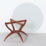 Table basse italienne avec pieds en épingle en teck et pieds en laiton, années 1960