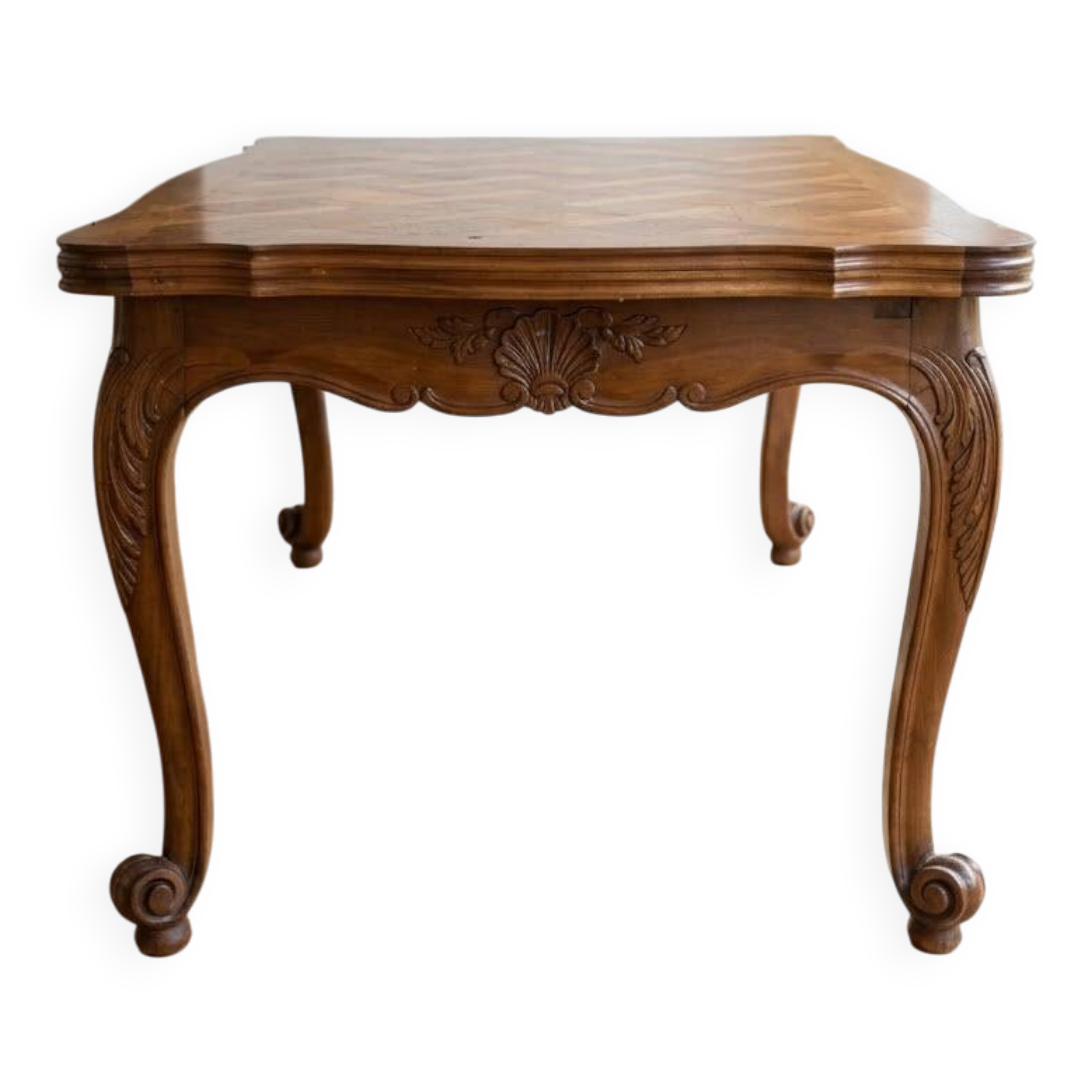 Louis XV table in carved and marquetry wood - 150 × 90 cm