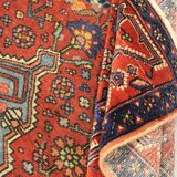 Tapis persan traditionnel noué à la main tapis de salon en laine rouge 134x136cm