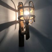 Rattan bamboo lantern wall light. 1950s-1960s