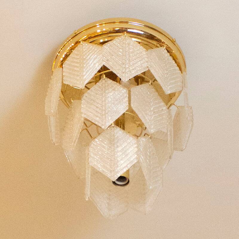 Murano Glass Chandelier with Hexagonal Leafs, Italy, 1960s