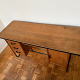 Vintage 1960s desk in oak and black metal – modernist spirit