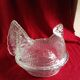 Old hen on her moulded glass nest - vintage sweet jar