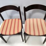 Vintage Set of Six Walnut Chairs by Gianfranco Frattini for Cassina with Stripe Patterned Orange Fab