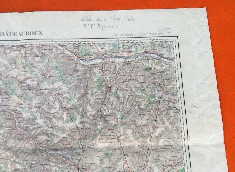 Châteauroux (Indre) Old Geographical Map drawn up, engraved, published...