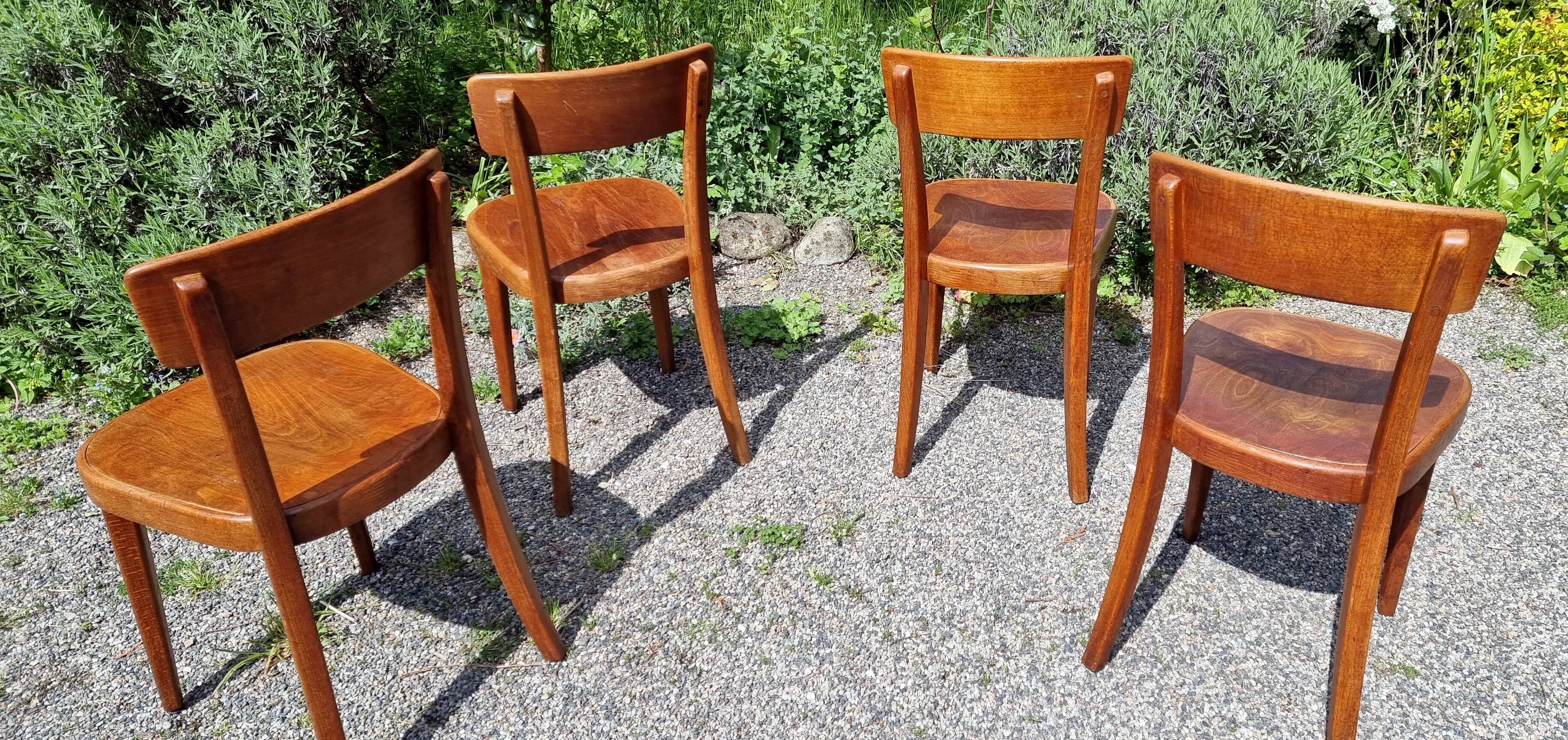 4 bistro chairs Tschan-Baumann Switzerland 1950s
