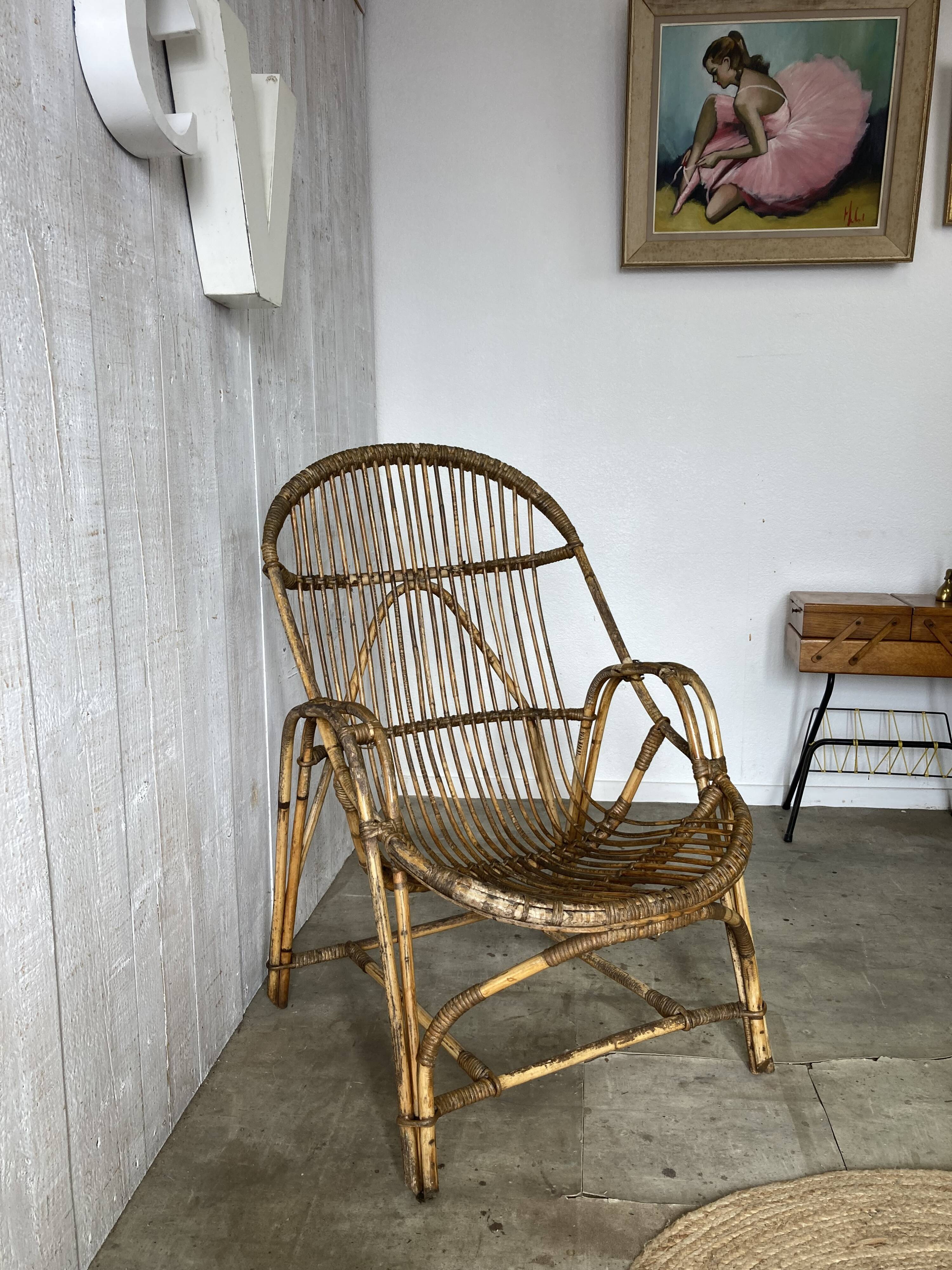 Vintage rattan armchair