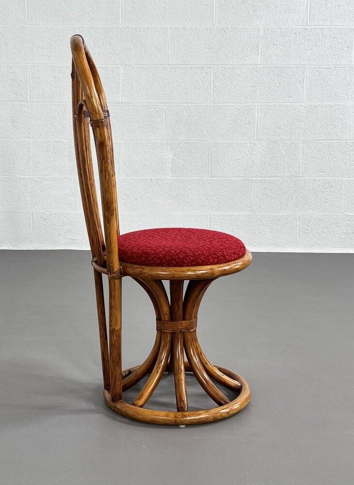 Rattan and fabric chairs, 60s-70s, set of 4