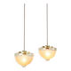Mid-century Italian Brass and Glass Pendant Lamps, set of 2